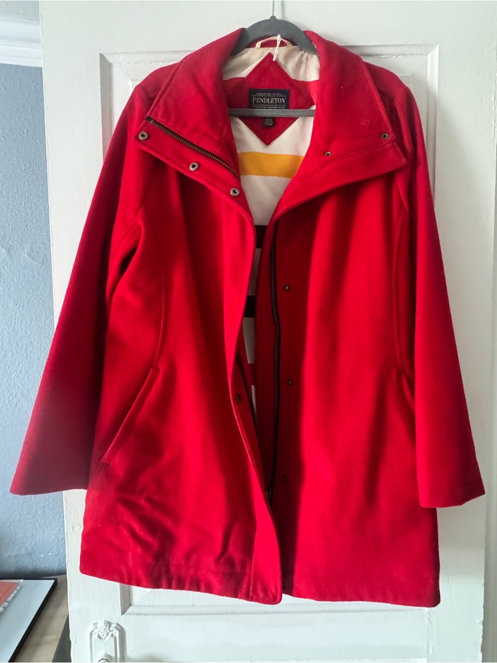 Pendleton Bright Red Wool Pea Coat